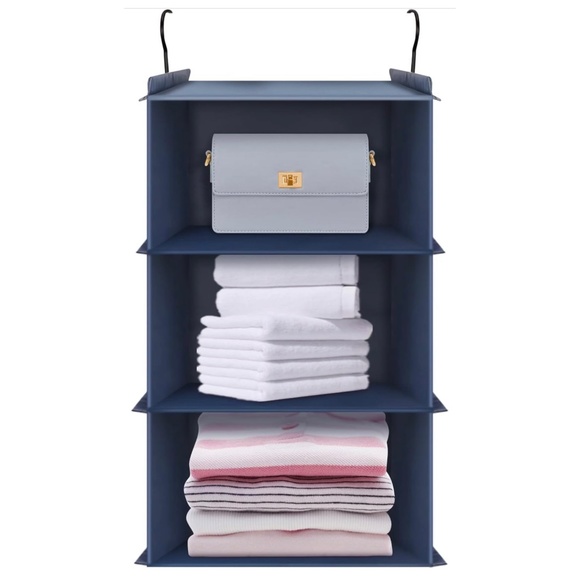 FYY 3-Shelf Hanging Closet Organizer 23.6" H x 12.2" W x 12.2" D, Navy - Picture 1 of 7